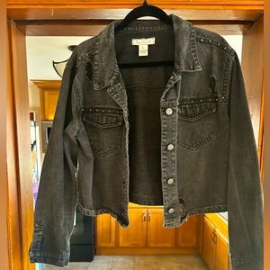 Distressed Black Denim Jacket